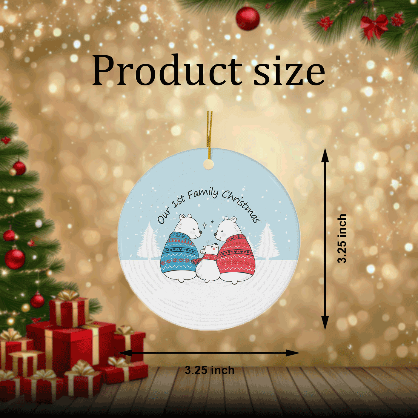 Our 1st Family Christmas | Cute Polar Bear Family | Ceramic Ornament